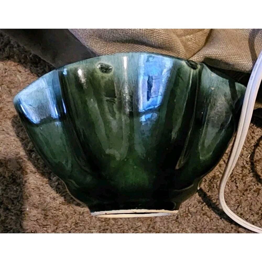 Vtg Hull Pottery USA B6 Studio Art Ruffled Bowl Signed Drip Glaze Blue Green